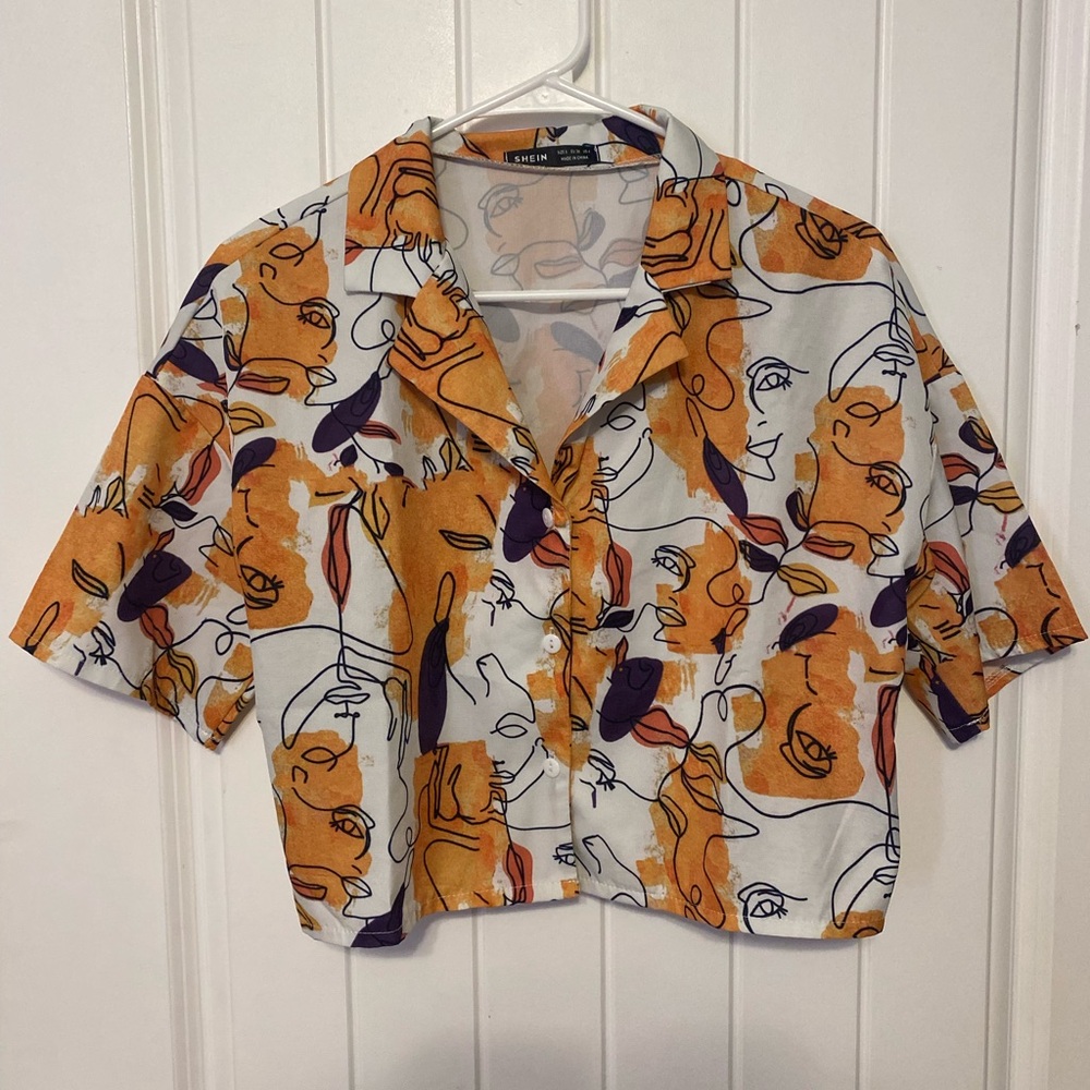 Quirky Button Down Short Sleeve Top